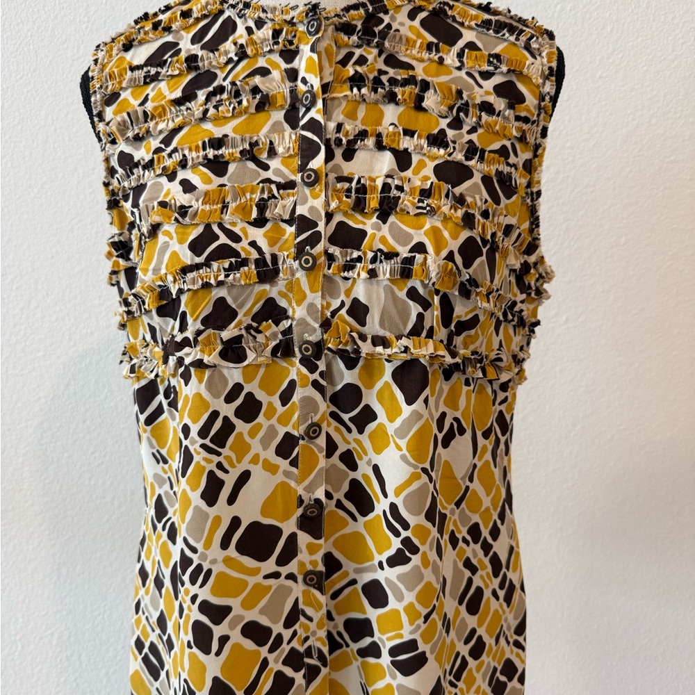 Tory Burch Yellow and Black Patterned Top